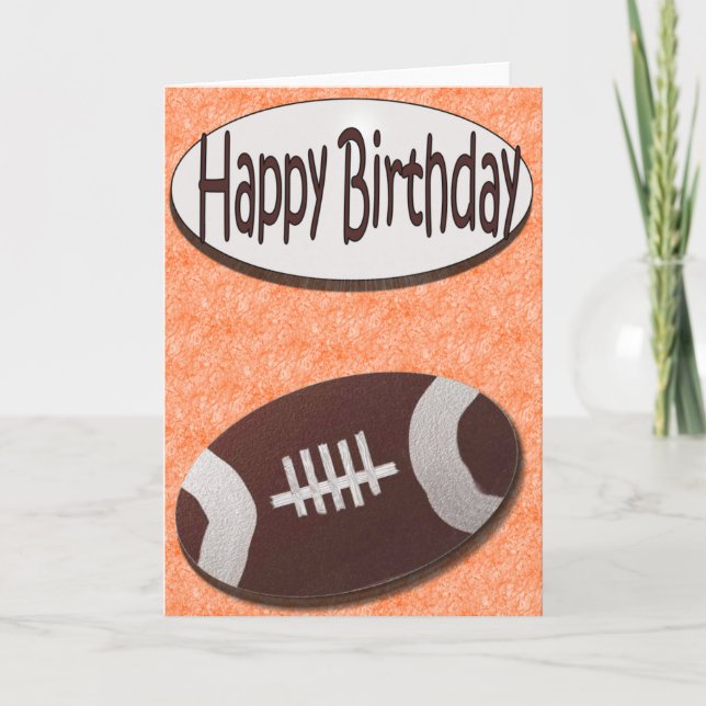 Happy Birthday Football Card in Orange (Front)