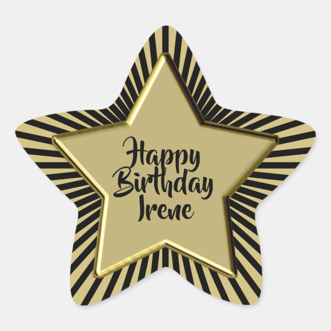 Happy Birthday: For All Ages Black/Gold Star Sticker (Front)