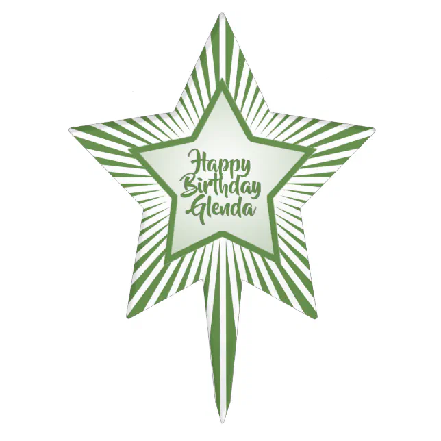 Happy Birthday: For All Ages Green/White Star Cake Topper