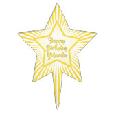 Happy Birthday: For All Ages Green/White Star Cake Topper | Zazzle