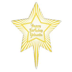 Happy Birthday: For All Ages Yellow White Star Cake Topper