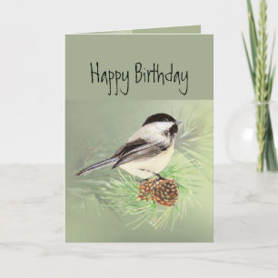 Happy Birthday for all Chickadee Bird Card
