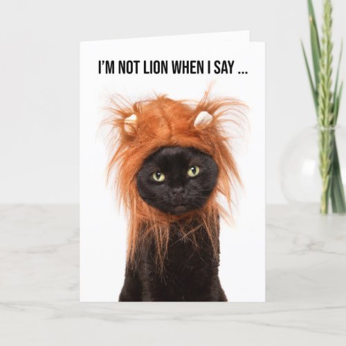 Happy Birthday For Anyone Cute Cat in Lion Costume Holiday Card