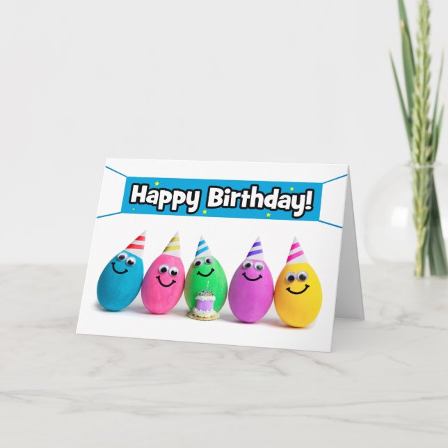 Happy Birthday For Anyone Egg Humor  Holiday Card (Front)