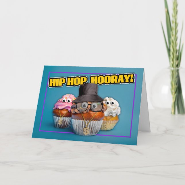 Happy Birthday For Anyone Old School Hip Hop Rap Holiday Card (Front)