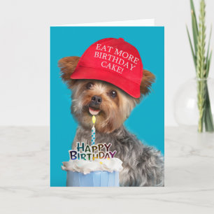 Happy Birthday For Anyone Yorkie Dog in MAGA Trump Holiday Card