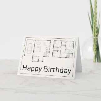 Happy Birthday for Architect, Architecture Letterpress Thank You Card