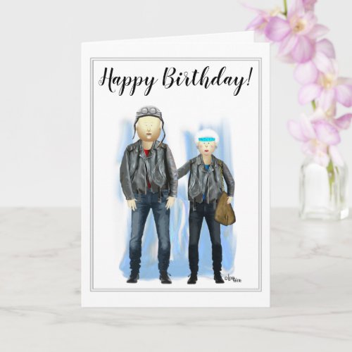 Happy Birthday for Biker Grandparents Card