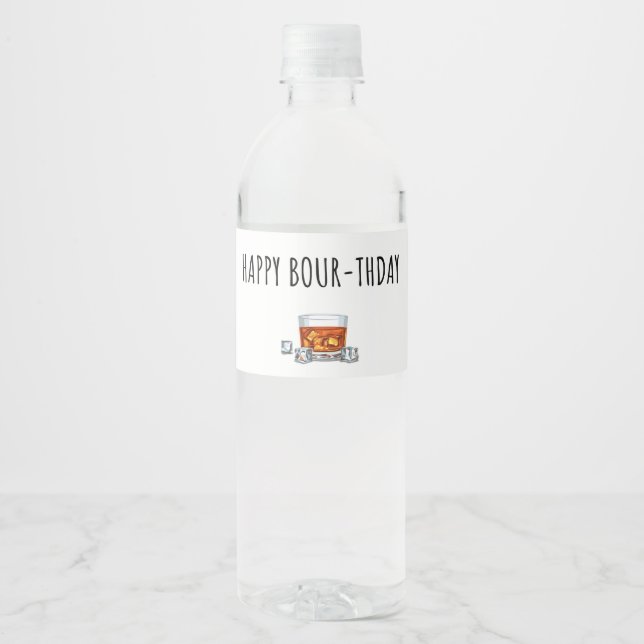 Happy Birthday for Bourbon Lover Water Bottle Label (Front)