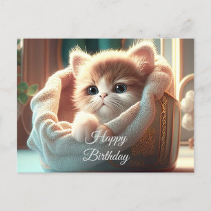 Happy Birthday for Cat Lovers -  Cute Kitten  Postcard