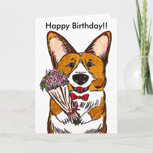 Happy Birthday for Corgi Lovers Card (Front)