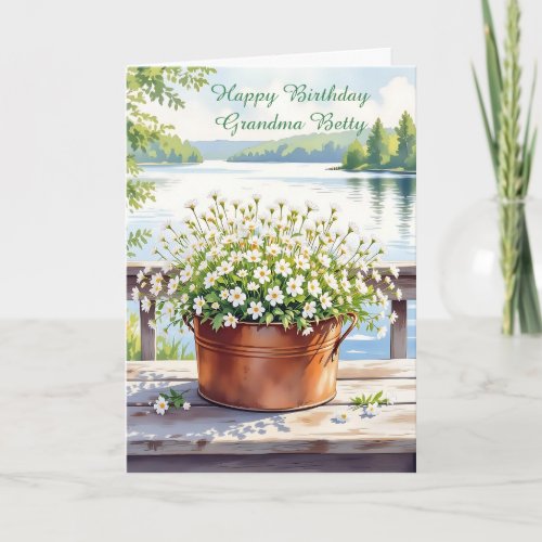 Happy Birthday for Grandma | Flowers in Copper pot