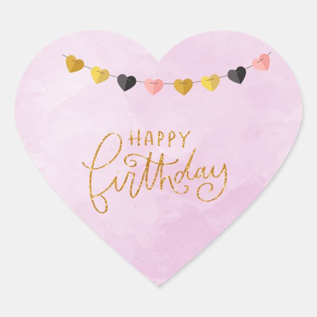 Happy Birthday for Her Heart Sticker (Front)