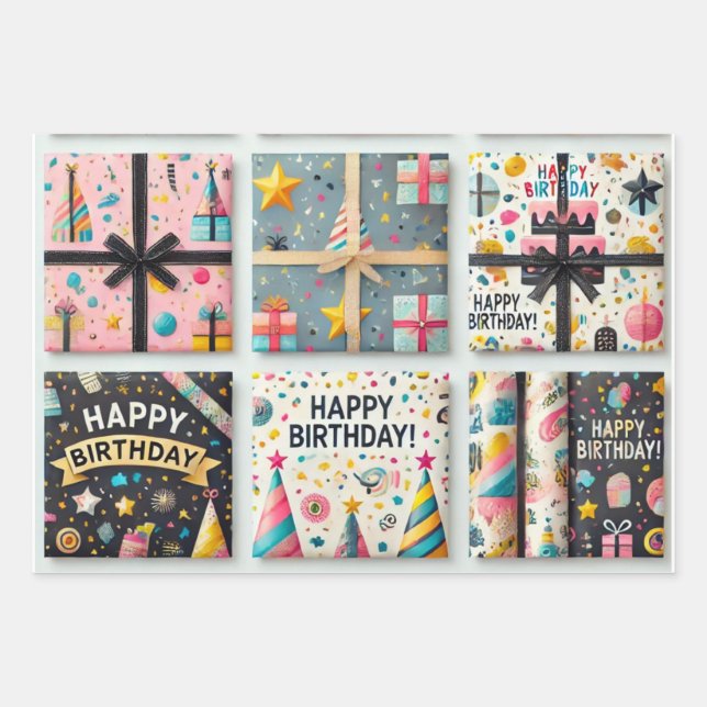 happy birthday for kids party wrapping paper sheets (Front)