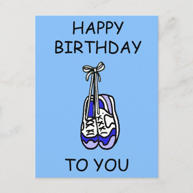 Happy Birthday for Male Runner Blue Trainers Postcard (Front)