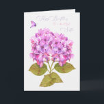 Happy Birthday for Sister Hydrangeas and Butterfly Card<br><div class="desc">Lovely happy birthday card for sister with pink watercolor hydrangeas and a simple butterfly.</div>