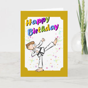 Happy birthday for the brave karate fighter card