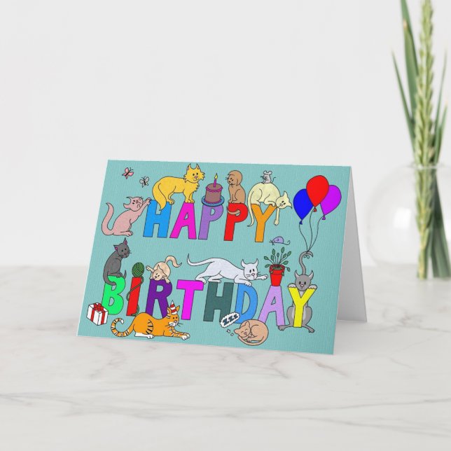 Happy Birthday for the Cat Lover Card (Front)
