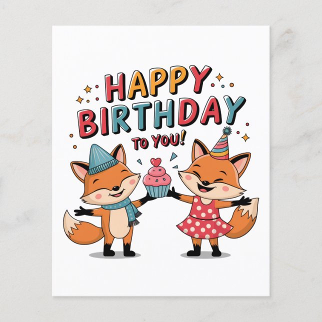 Happy Birthday Foxes Flyer (Front)