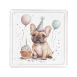 Happy Birthday French Bulldog Acrylic Tray