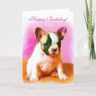Happy Birthday French Bulldog Art greeting card