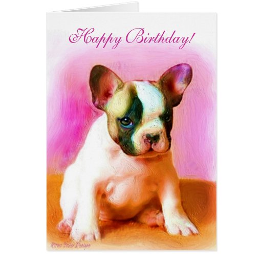 Happy Birthday French Bulldog Art greeting card | Zazzle