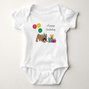 Happy Birthday French Bulldog Colorful Baby Bodysuit