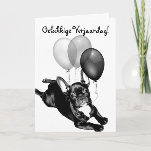 Happy birthday French Bulldog greeting card