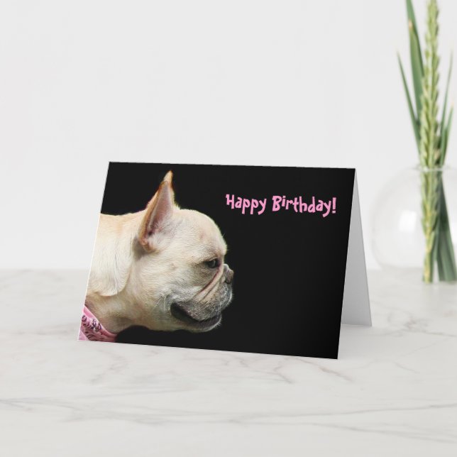 Happy Birthday French Bulldog greeting card (Front)