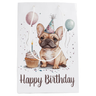 Happy Birthday French Bulldog Medium Gift Bag