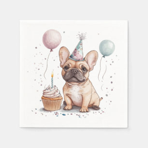 Happy Birthday French Bulldog Napkins