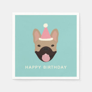 Happy Birthday French Bulldog Party Hat Napkins
