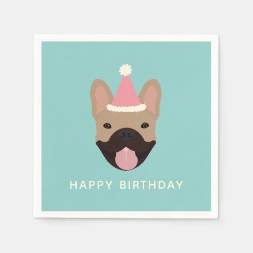 Happy Birthday French Bulldog Party Hat Napkins