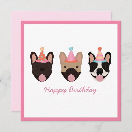 Happy Birthday French Bulldog Party Hats Pink