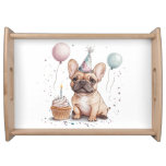 Happy Birthday French Bulldog Serving Tray