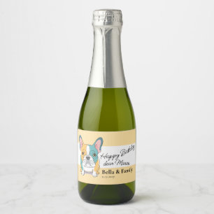 Happy Birthday French Bulldog Sparkling Wine Label