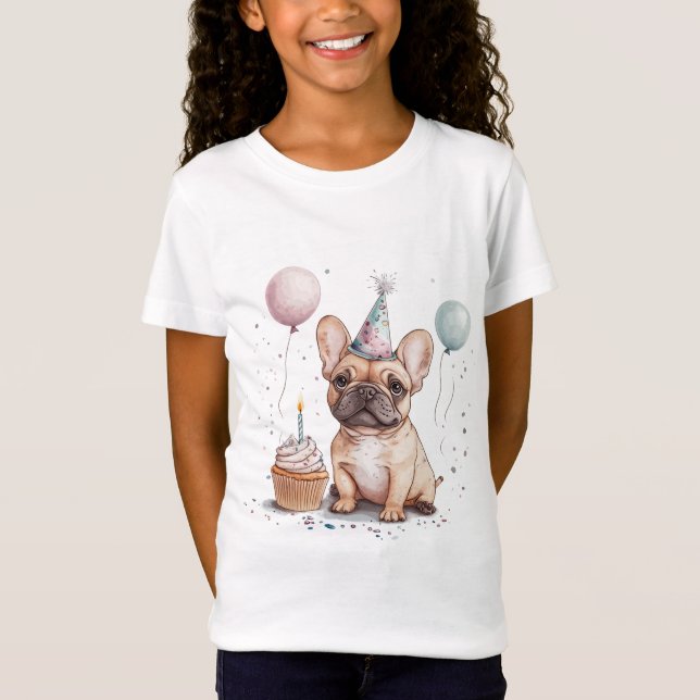 Happy Birthday French Bulldog T-Shirt (Front)