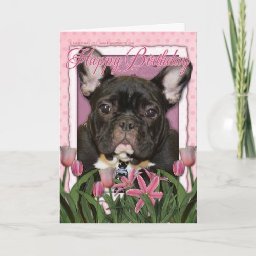Happy Birthday _ French Bulldog _ Teal Card