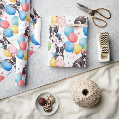 Happy Birthday French Bulldog Wrapping Paper