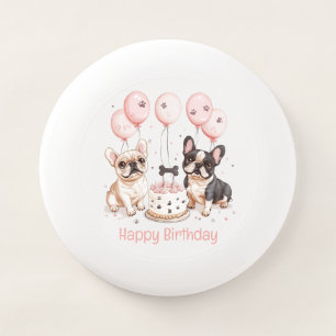 Happy Birthday French Bulldogs Birthday Cake Pink Wham-O Frisbee