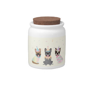 Happy Birthday French Bulldogs Candy Jar