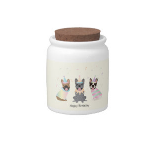 Happy Birthday French Bulldogs Candy Jar