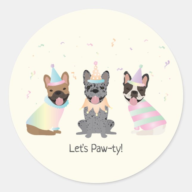 Happy Birthday French Bulldogs Classic Round Sticker (Front)