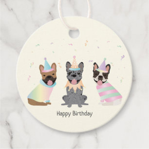 Happy Birthday French Bulldogs Favor Tags