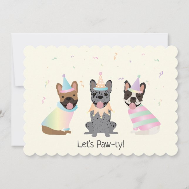 Happy Birthday French Bulldogs Invitation (Front)