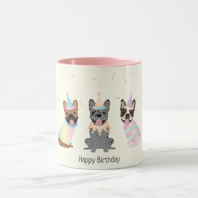 Happy Birthday French Bulldogs Mug (Center)