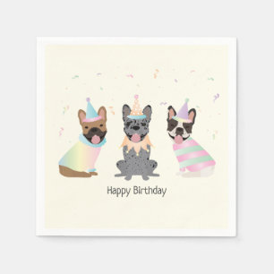 Happy Birthday French Bulldogs Napkins