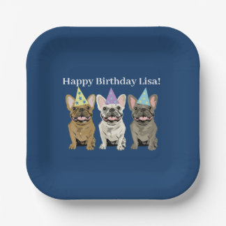 Happy Birthday! French Bulldogs Paper Plates
