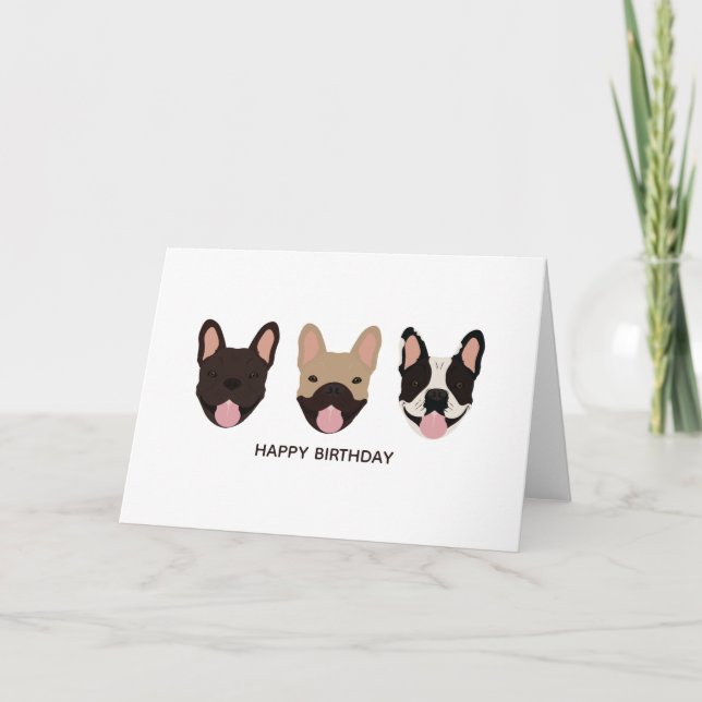 Happy Birthday French Bulldogs Smiling Card (Front)