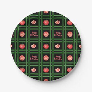 Happy Birthday - Fresh Tomato Pattern Paper Plates